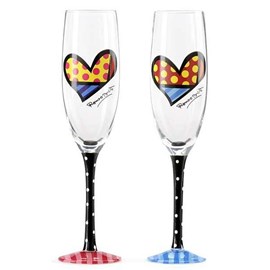 Set von 2 Champagner-Gläser Hearts - Romero Britto